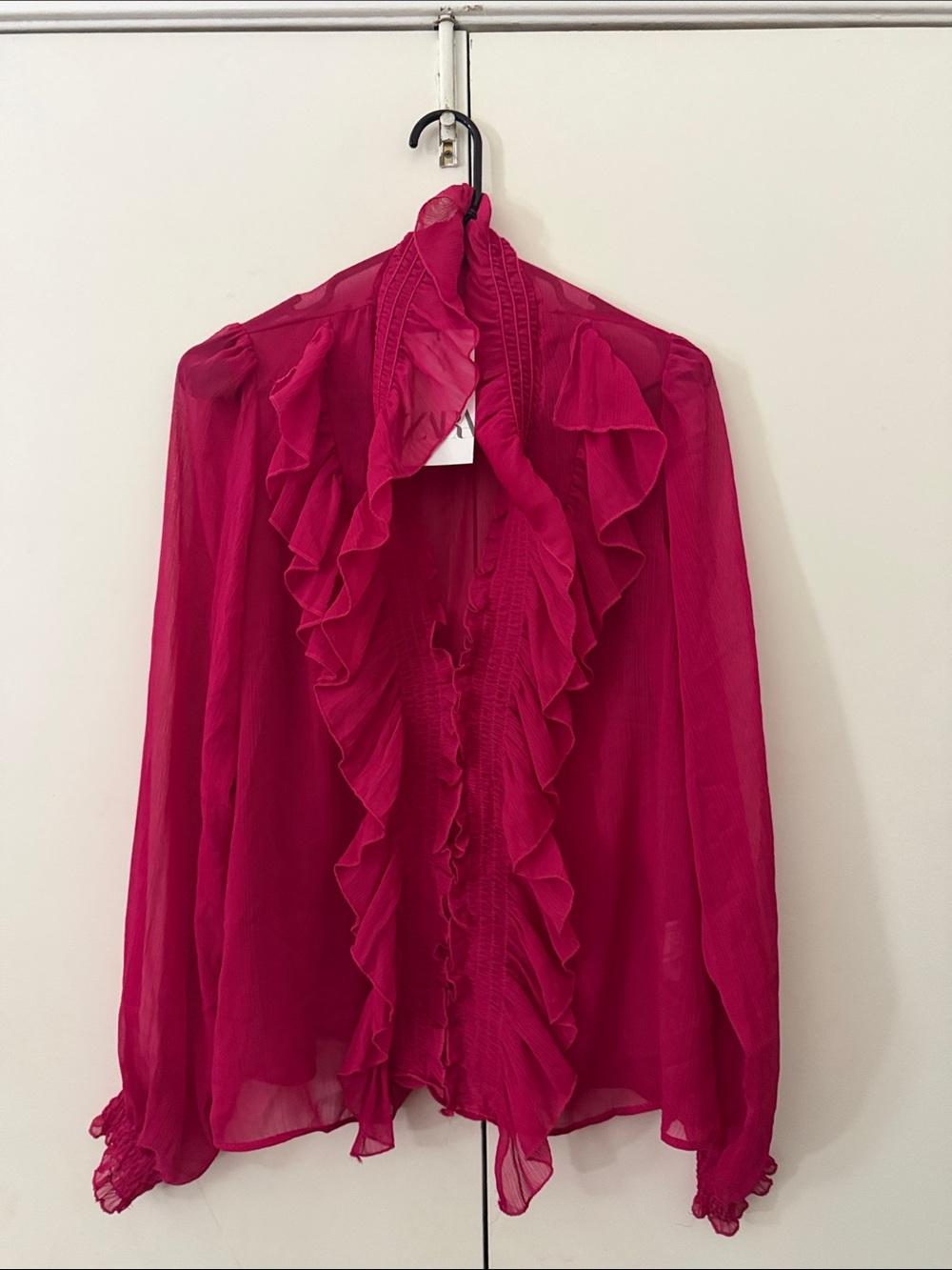 Zara Fuchsia Ruffled Chiffon Blouse